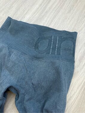 Ribbed High-Waist Kids Leggings in Slate Blue